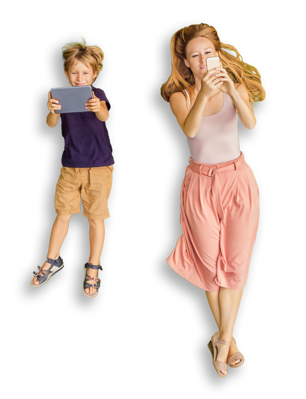 outdoor-wifi-mom-son-grass-isolated
